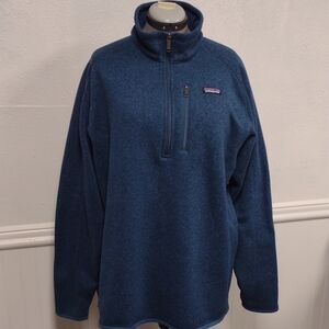 Patagonia Men's Navy Blue Pullover with Multicolor Logo Hiking Casual